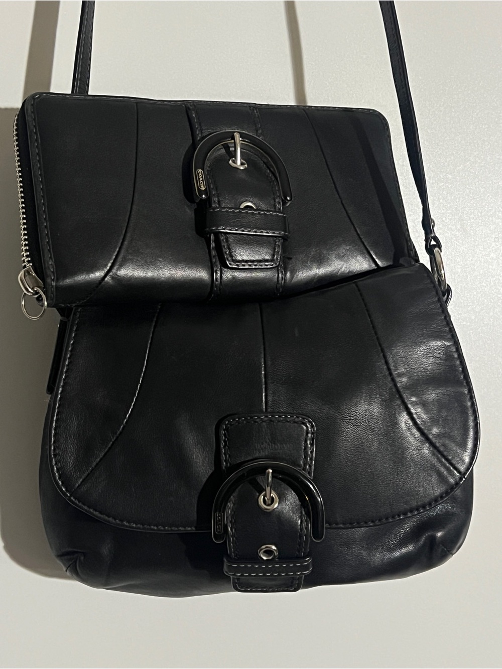 COACH Vintage Y2K Soho Crossbody & Wallet Black Leather Matching Bundle 🖤